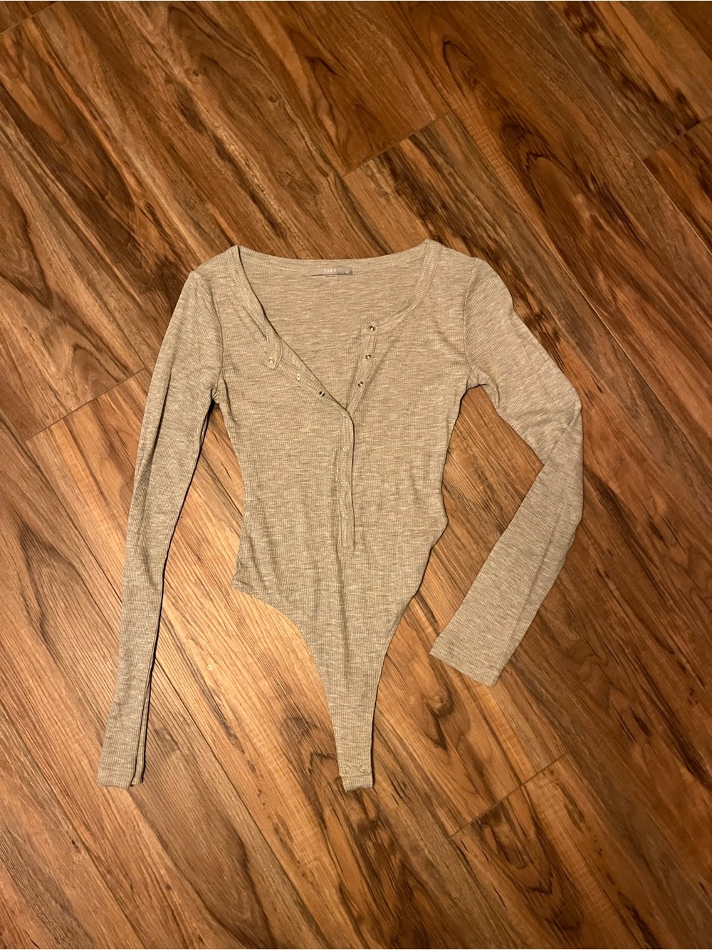 Women's Long-Sleeve Heather Gray Snap-Front Bodysuit